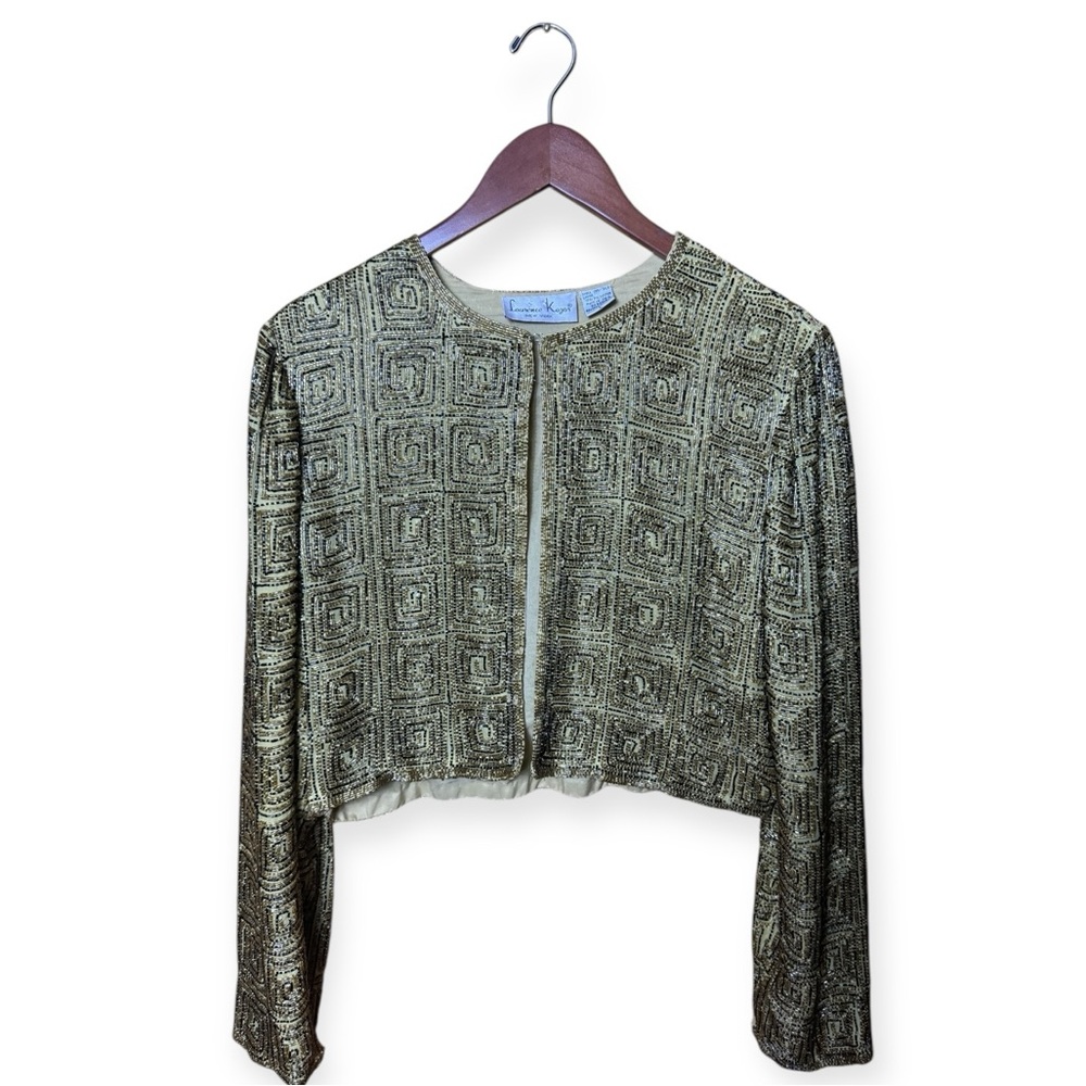 Vintage Laurence Kazar Beaded Silk Cardigan